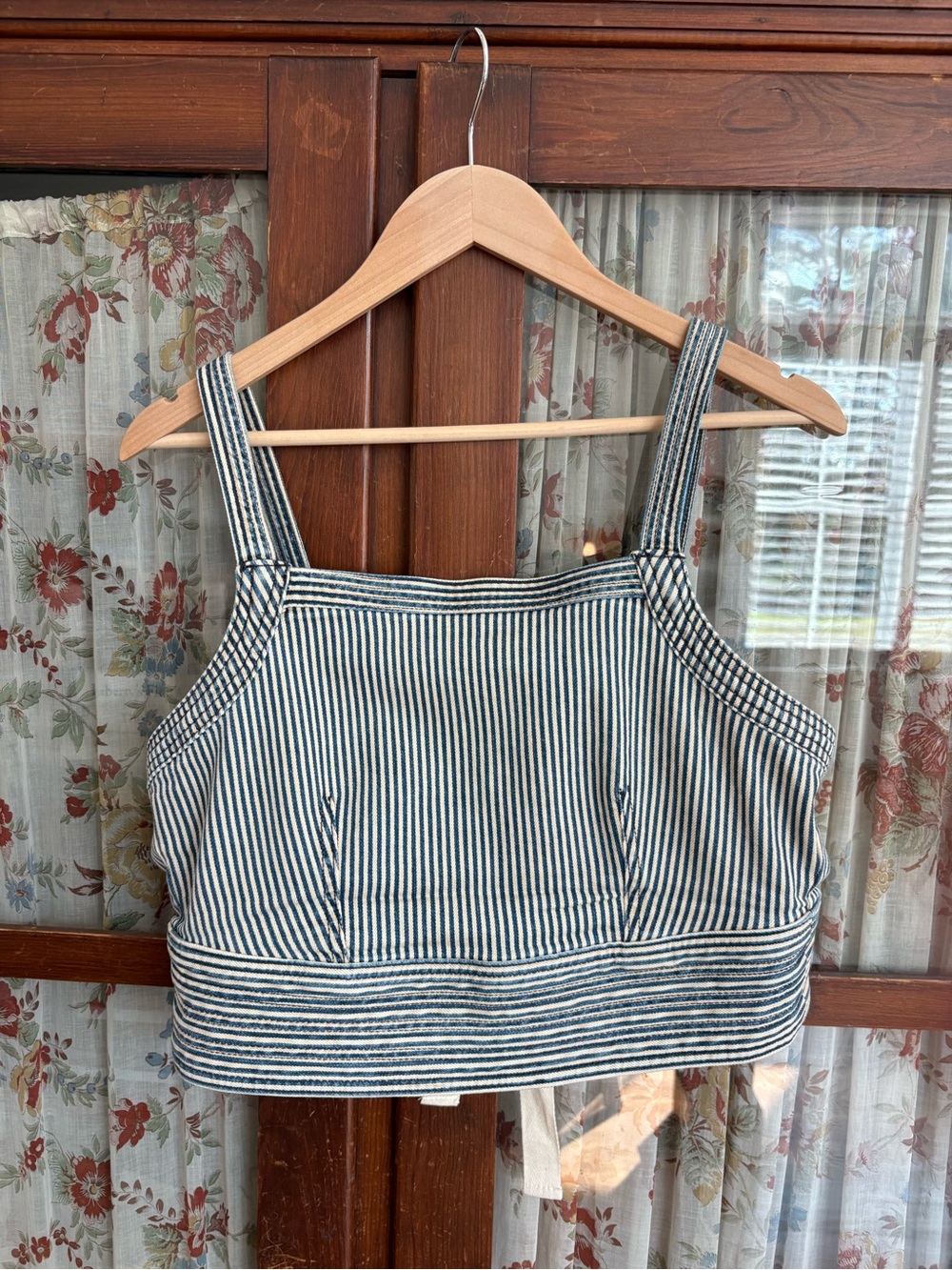 Anthropologie pilcro M Striped Denim Crop Tank Top - Blue/White